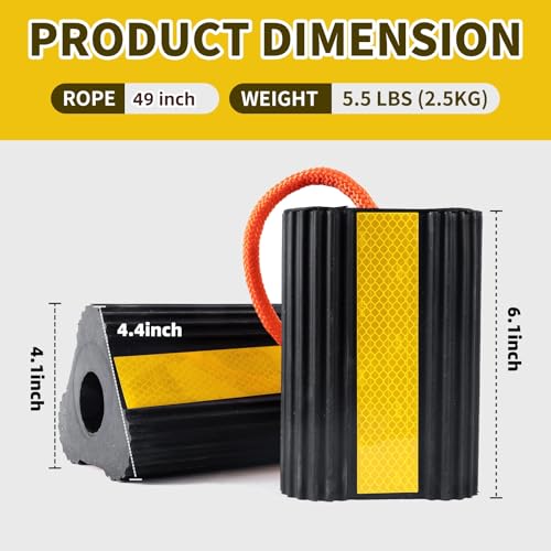 Wheel Chocks for RV Trailer Camper, Truck,Travel Trailer,Car | 4 Pair /8 Pack, RV Camper Chock Blocks Rubber Wheel Chocks Heavy Duty Tire Stopper with Rope & Reflective Strips - size: 4 Pair(8 pack)