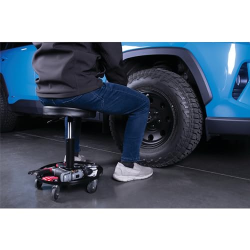 Performance Tool W85008 Professional Hydraulic Shop Seat, Built in Tool Tray and 300 lbs Capacity - style: Pneumatic Black Shop Seat