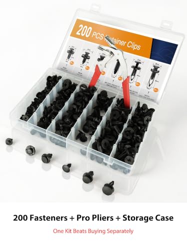 Professional Clip Removal Pliers Set with 200PCS Push Pin Rivets - size: MU-CC+CRP