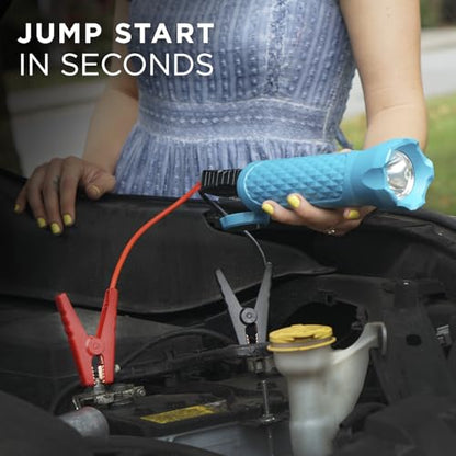 BoostHero Portable Car Battery Jump Starter, 6,000mAh Power Bank, LED Flashlight, with Smart Jumper Cables for up to 6.0L Gas/4.0L Diesel Engines (Blue) - color: Blue