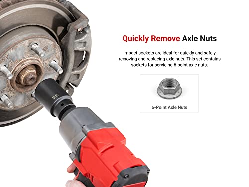 TEKTON 1/2 Inch Drive Axle Nut Impact Socket Set, 7-Piece | SID92003 - size: 7-Piece (29-38 mm)