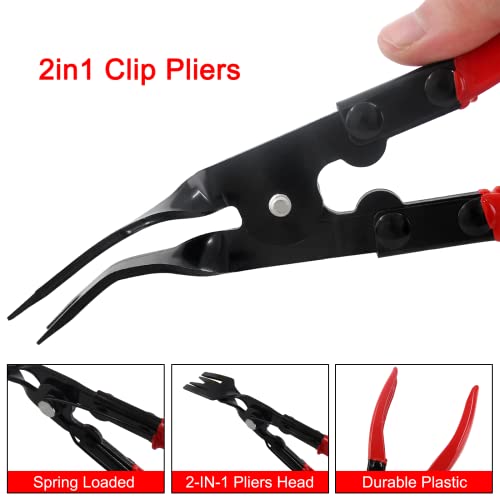 Universal Trim Clip Pliers Removal Tool Red Panel Clip Removal Pliers, Carbon Steel Automotive Push Pin Pliers for Car Door Panel