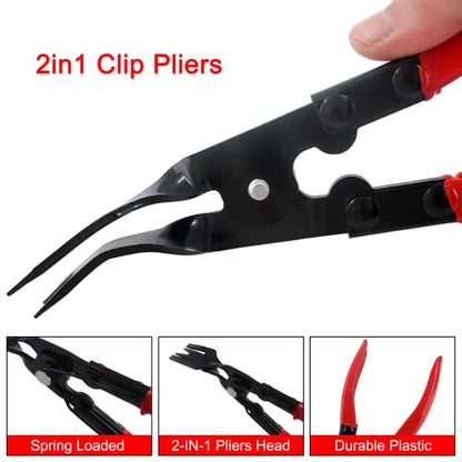 Universal Trim Clip Pliers Removal Tool Red Panel Clip Removal Pliers, Carbon Steel Automotive Push Pin Pliers for Car Door Panel