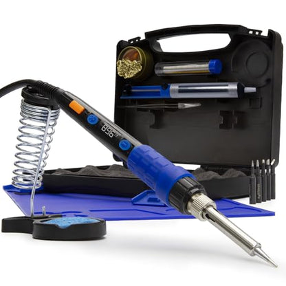 YIHUA 928D Soldering Iron Kit, 65W Soldering Iron, Fully Digital, Display °F/°C, Temperature Control, Accuracy 194~896℉- Soldering Kit with Sleep Function, Temp. Correction Function, Holder &more. - style: Digital Iron Kit