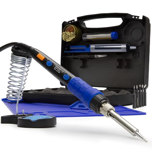 YIHUA 928D Soldering Iron Kit, 65W Soldering Iron, Fully Digital, Display °F/°C, Temperature Control, Accuracy 194~896℉- Soldering Kit with Sleep Function, Temp. Correction Function, Holder &more. - style: Digital Iron Kit