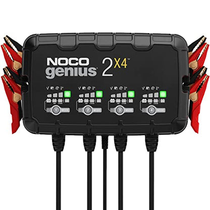 NOCO GENIUS2X4: 8A 4-Bank Smart Battery Charger (2A/Bank) - 6V/12V Automatic Maintainer, Trickle Charger & Desulfator with Overcharge Protection & Temperature Compensation – for Lead-Acid & Lithium - size: 8A (2A per Bank)