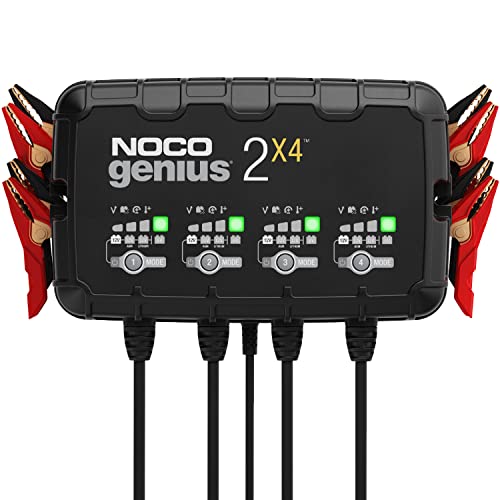 NOCO GENIUS2X4: 8A 4-Bank Smart Battery Charger (2A/Bank) - 6V/12V Automatic Maintainer, Trickle Charger & Desulfator with Overcharge Protection & Temperature Compensation – for Lead-Acid & Lithium - size: 8A (2A per Bank)