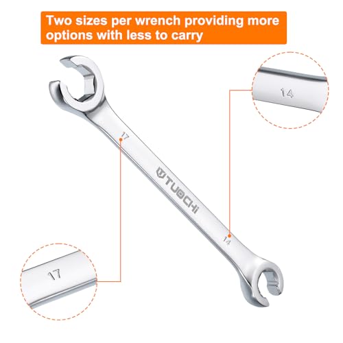 HARFINGTON Flare Nut Metric Wrench 14mm x 17mm CR-V Mirror Polished Chrome Plating Metric Wrench for DIY Hand-making Automotive Repairs and Household Maintenance - size: 14mm x 17mm