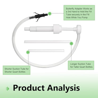 Transmission Fluid Pump Kit, Portable Durable Manual Oil Transfer Pumps with 3/8" Swivel & 8mm 10mm Adapters, 8cc Per Stroke, Universal for Cars SUVs Trucks (White)