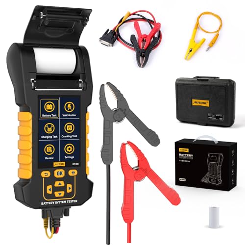 AUTOOL Car Battery Tester 12V 24V Automotive Battery Load Tester with Printer 20-2000CCA Alternator Tester, Cranking & Charging & Leakage Test, 3.2" Screen with Data Review Reverse Polarity Protection