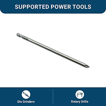 Benchmark Abrasives 1/4 Inch Hex Anti Slip Phillips Insert Screw Head Screwdriver Bits, Rotary Drill Bits for Repairing Electronics, Automotive Parts, Furniture (50 Pack) - (PH2 x 6") - size: PH2 x 6"