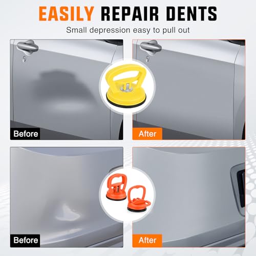 GOOACC Car Dent Puller 3 Pack Yellow Orange Powerful Suction Cup Puller with Handle Lifter Large & Small Pullers Paintless Dent Repair Tool Kit for Car Body Fridge Glass Tiles Screen Object Moving - color: Yellow+Orange