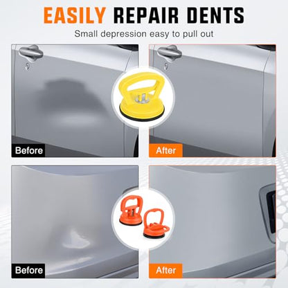 GOOACC Car Dent Puller 3 Pack Yellow Orange Powerful Suction Cup Puller with Handle Lifter Large & Small Pullers Paintless Dent Repair Tool Kit for Car Body Fridge Glass Tiles Screen Object Moving - color: Yellow+Orange