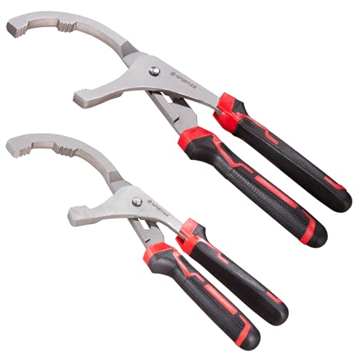 Spurtar Oil Filter Wrench Set, 9'' & 12'' Universal Oil Filter Removal Tool | Fits Filters 1-3/4" to 3-3/4" (44-95mm) Adjustable Oil Filter Plier for 4S Shop Auto Repair Mechanic Generator Small Engine - size: 9" & 12" Pliers: 1-3/4" - 3-3/4"