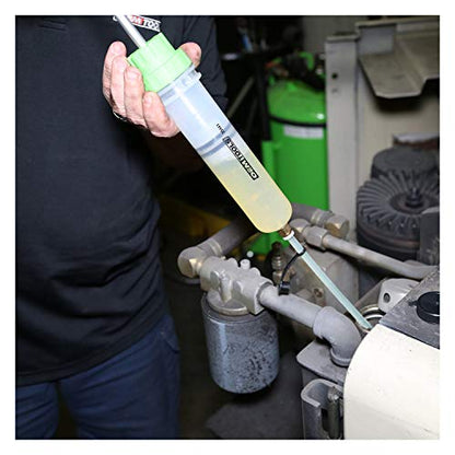 OEMTOOLS 200cc Small Fluid Extractor and Filler Pump – Precision Vacuum Pump for Brake Fluid, Power Steering, Coolant, and Small Oil Jobs – Dual-Scale Cylinder, Extension Tubes, Serviceable Design - style: 200cc