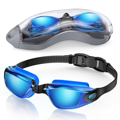 Aegend Swim Goggles, Swimming Goggles No Leaking Full Protect Adult Youth - color: Blue-black