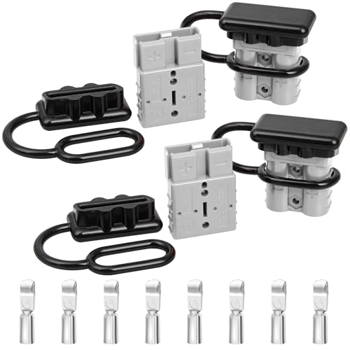 RED WOLF 50A Battery Quick Connector 6-12 AWG Jumper Cable Plug Flame-Retardant Anderson Type SB50 Plug Outdoor Power Quickly Connect/Disconnect Kit for Electrical System 12V-36V (4 PCs Grey, 50A) - size: 50A, style: 4 PCs Grey