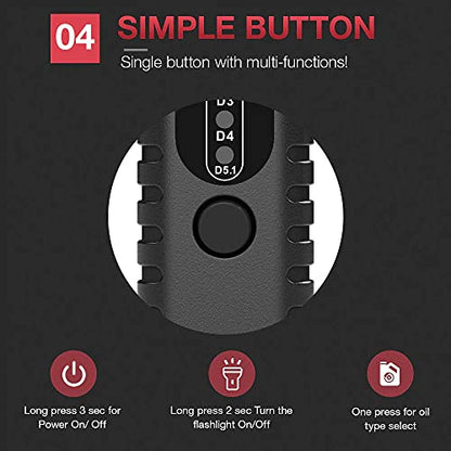 Brake Fluid Tester, Auto Brake Diagnostic Testing Tool, Hydraulic Fluid/Liquid/Oil Moisture Analyzer with 9 LED Indicators for DOT3/DOT4/DOT5.1 Brake Fluid(BF100) - color: BF100