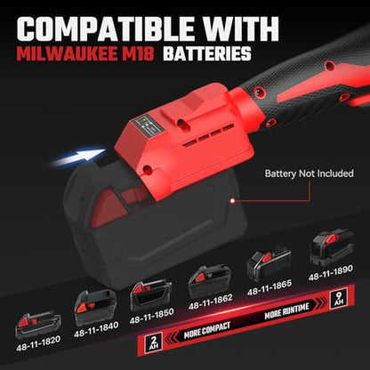 3/8" Cordless Ratchet Wrench for Milwaukee M18 18V Battery - 75Ft-Lbs Brushless Motor Electric Ratchet Set with 0-300RPM Variable Speed,8 Sockets,1/4" and 1/2" Adapters,3" Extension Bar(Tool Only)