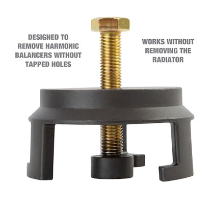 OEMTOOLS GM Harmonic Balancer Puller, LS Crank Pulley Puller | Designed to Remove Harmonic Balancers without Tapped Holes, Works on GM & Chrysler/Jeep/Dodge, No Need to Remove Radiator - style: GM Harmonic Balancer Puller