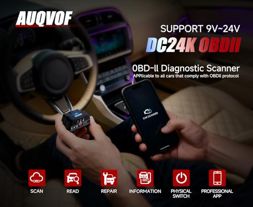 OBD2 Scanner Bluetooth 5.0 for iPhone & Android - 12 Protocols & J1939 Supported, Car Diagnostic Scan Tool, Check Engine Code Reader, Compatible with Torque & CarScanner (VIP), No Subscription Fee