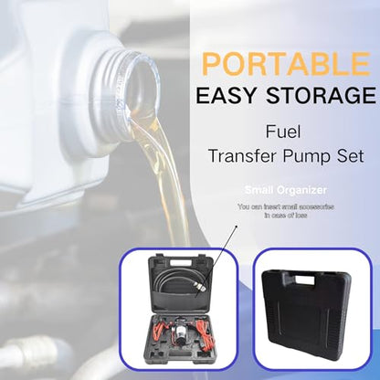 Fuel Transfer Pump Kit with Carrying Case, 12 Volt Electric Fuel Transfer Pump, High Efficiency Self-priming Pump for Pumping Gasoline, Diesel, Kerosene, Water and Liquids - size: Fuel Pump Kit