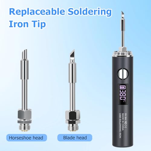 Cordless Soldering Iron, 10-Piece Kit 1400mAh Rechargeable Soldering Iron, 7 Seconds Fast Heating 500°F-788℉, Adjustable Temperature with LED Light for Electric Repairs & DIY Projects