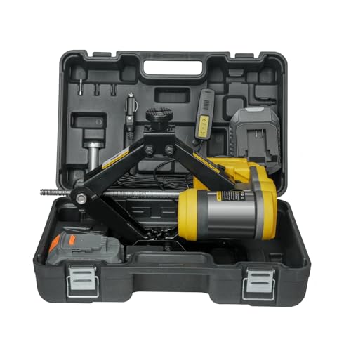 Dual Power Electric Car Jack Compatible with Dewalt 20V MAX Battery | w/ 4.0Ah Battery & 12V DC Backup, 1 Ton, 5.5-15.7in Lifting Range, Heavy Duty Steel Cordless Jack for Emergency Tire Change