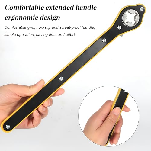 Car Jack Ratchet Wrench, Labor-Saving Long Handle Automotive Scissor Lug Wrench, Forward Reversal Knob Vehicle Lift Speed Jack Ratchet Tool, Universal for Truck Motorcycle SUV