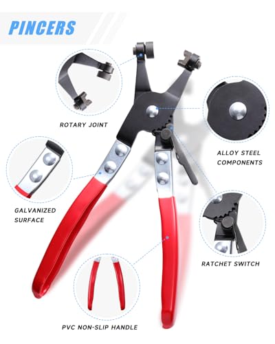 180Pcs 5/16" to 1-1/2"(7-38mm) 24 Size Spring Band Hose Clamps Assortment Kit with Swivel Flat Hose Clamp Plier, SEKSUALA Constant Tension Steel Clamps for Fuel Lines, Silicone,Vacuum Hoses (Grey? - size: Grey-180Pcs-24Size(7-38mm)