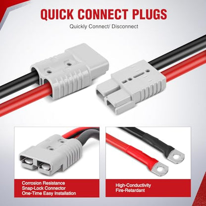 Nilight 1 Gauge 25 Feet Heavy Duty Jumper Cables 900 Amp Booster Battery Cables with Permanent Installation kit and Quick Connect Plug Includes Carrying Bag for 12V & 24V Cars SUVs and Trucks - size: 1 Gauge 25 FT Quick Connect
