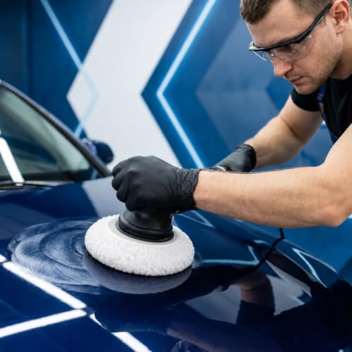 6-Pack 5 to 6 Inch Car Polishing Bonnets, Synthetic Fleece Buffing Pads for Dual Action Orbital Buffer, Soft Waxing & Detailing Bonnet Pads for 5"- 6" Polishers (White)