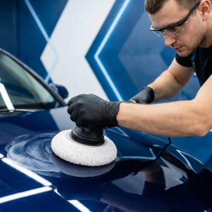 6-Pack 5 to 6 Inch Car Polishing Bonnets, Synthetic Fleece Buffing Pads for Dual Action Orbital Buffer, Soft Waxing & Detailing Bonnet Pads for 5"- 6" Polishers (White)
