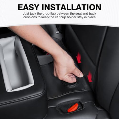 Autorder Back Seat Cup Holder for Car, Couch Cup Holder, Car Truck Boat RV Organizer, Holds Coffee Cups, Books, Phones, Remote Controls - PU Leather Black - color: Standard Version