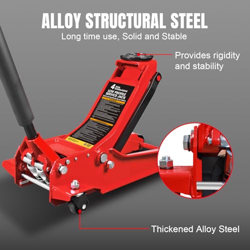 Big RED Hydraulic Low Profile Service/Floor Jack with Dual Piston Quick Lift Pump, 4 Ton (8,000 lb.) Capacity - color: Red, size: Dual Pump, style: 4 Ton
