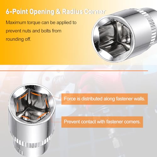 HARFINGTON Deep 6-Point Impact Socket 1/4" Drive 10mm Metric Socket 25mm (1") Long with 1/4" Hex Shank Adapter, CR-V Steel Socket Adapter Accessory Tool Set Kit for Hex Bolts Nuts - size: 10mm x 25mm
