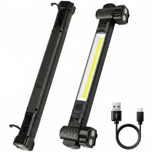 LED Rechargeable Magnetic Work Light, 3000LM Bright, 6000mAh Under Hook Work Light for Car Repair, Inspection, Garage, Workshop, Emergency Cordless Battery Powered Mechanical Light (Black 1Pack) - color: Black 1Pack