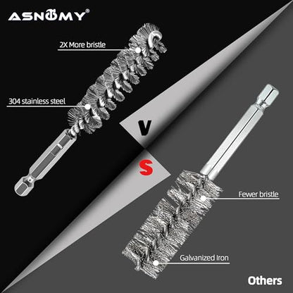 ASNOMY 12Pcs Wire Bore Brush for Drill,5/16"-1-3/16" Stainless Steel Wire Brush Bore Cleaning Brush Set for Power Drill Cleaning,Abrasive Drill Wire Brush with 1/4" Hex Shank - style: 5/16"-1-3/16"