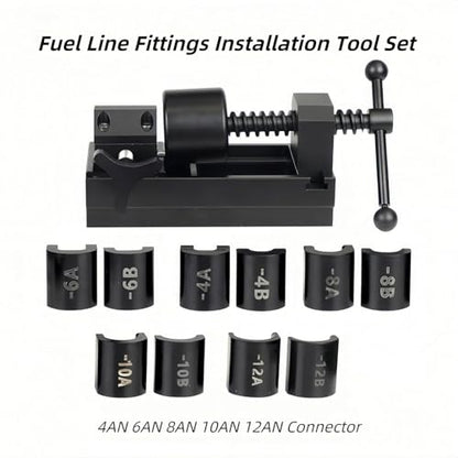 Fuel Line Fittings Installation Tool Set, Fuel Hose Repair Kit with 4AN 6AN 8AN 10AN 12AN Connector, Auto Fuel Hose Pipe Installation/Removal Tool Kit, AN Hose Fitting Connect/Disconnect Repair Tools