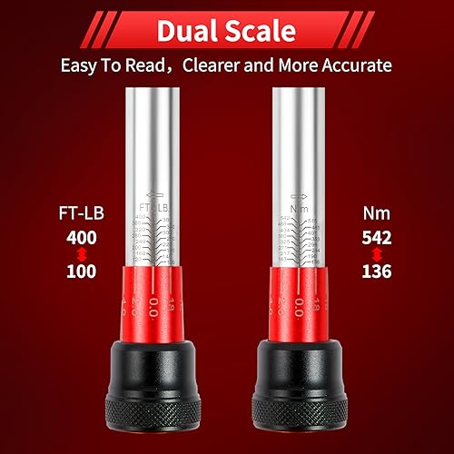 Hairich 3/4-Inch Torque Wrench, Dual-Direction Adjustable 60 tooth 100-400ft.lb/136-542Nm, Professional Torque Wrench, for Maintenance Tool and Product Assembly - size: 3/4“ 100-400FT.LB