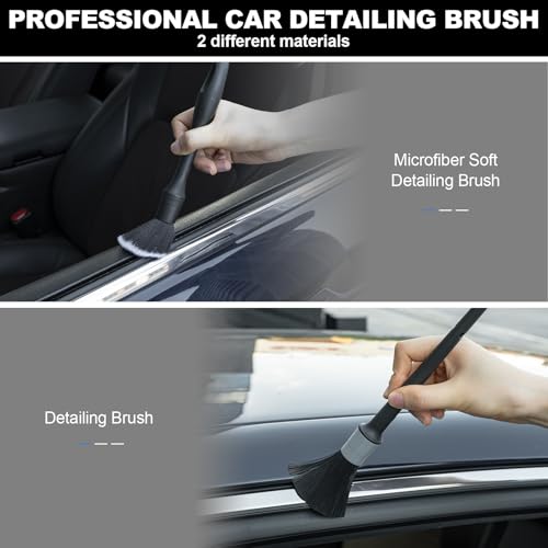 THINKWORK Car Interior Detailing Kit, Microfiber Duster with Cleaning Gel | Scratch-Free, Soft Brush, Complete 6Pcs Set, Deep Crevice , Car & Home Use, Ideal Gift