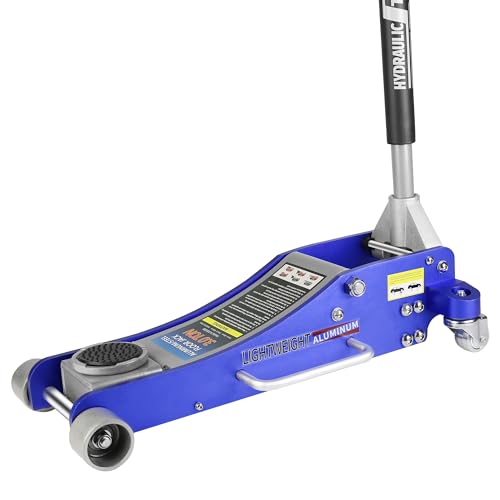 Hydraulic Floor Jack, 1.5-Ton Quick Rise Aluminum Floor Jack with Dual Pump Pistons & Reinforced Lifting Arm, 3,000 lb Capacity, Blue - size: 3 ton