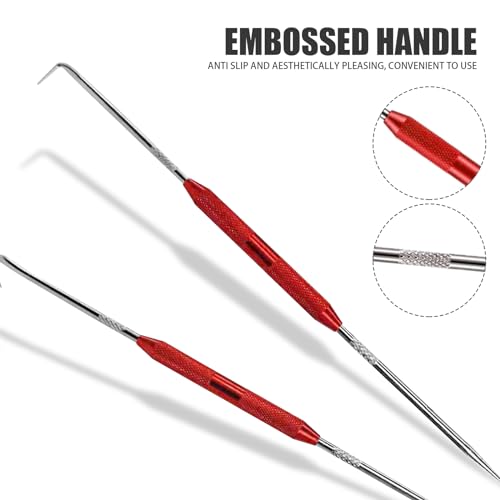 Pack-2 Hook and Pick Set Puller Remover, Precision Hook and Pick Set, Car Oil Seal/O-Ring Seal Gasket Pick Tool Set, for Most Cars (Red)