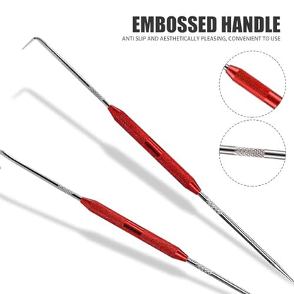 Pack-2 Hook and Pick Set Puller Remover, Precision Hook and Pick Set, Car Oil Seal/O-Ring Seal Gasket Pick Tool Set, for Most Cars (Red)