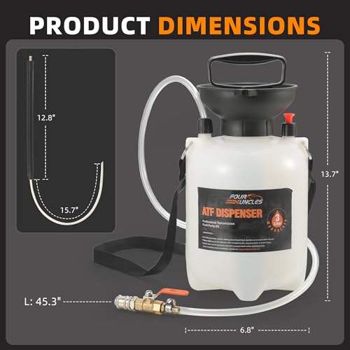 FOUR UNCLES 3L Manual Transmission Fluid Pump Kit with 12 Adapters | 3L Fluid Capacity, 12 ATF Adapters, One-Hand Pumping, Leak-Free Connections, Professional Service Tool - size: 3L（12pcsAdapter）