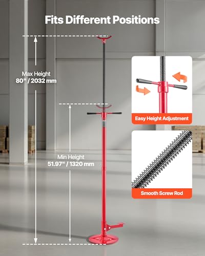 VEVOR Underhoist Support Stand, 3/4 Ton (1653 lbs) Capacity Under Hoist Jack Stand, Lifting from 51.97" to 80", Bearing Mounted Spin Handle, Foot Pedal, 12" Diameter Base, Support Vehicle Components