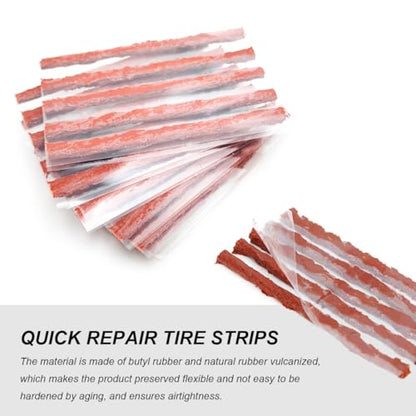 30 PCS Tire Repair Strings, 4" Heavy Duty Rubber Flat Tire Repair Sealing Strip Kit, Professional Tubeless Off-Road Tire Patch Plugs for Cars Bikes ATVs UTVs Wheelbarrows (Brown) - color: Brown