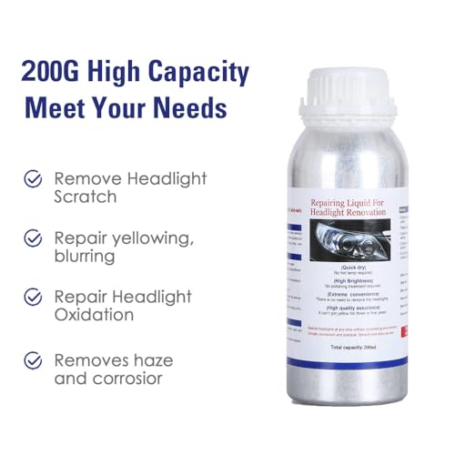 200ML Headlight Restoration Liquid,Automobile Headlight Lens Polish Repair Liquid, Car Headlight Scratch Restoring Fluid for Repair Headlight Yellowing, Haze, Scratches - size: 200ML