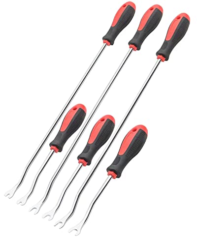 ROTATION 6-Piece Heavy Duty Car Vehicle Trim Clip Removal Set Door Upholstery Remover Chrome Car Door Panel - color: Red_6pc