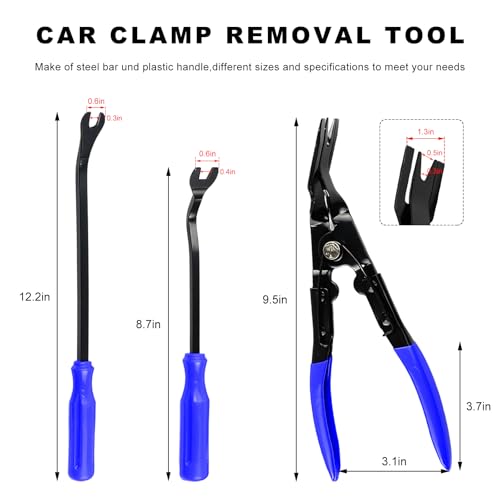 3PCS Car Clip Removal Tool, Auto Trim Upholstery Pry Tool Kit Fastener Rivet Remover with Storage Bag, Door Panel Clip Pliers Set Dashboard Repair Tools for Sedan Truck SUV (Blue) - color: Blue